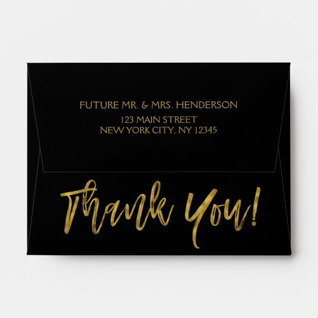 Black and Gold Foil Thank You Envelope (Back (Top Flap))