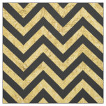 Black and Gold Foil Zigzag Stripes Chevron Pattern Fabric