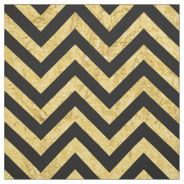 Black and Gold Foil Zigzag Stripes Chevron Pattern Fabric