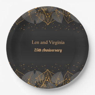 Black and Gold Foliage Borders template Paper Plates