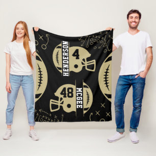 Black and Gold Football Game Day Fleece Blanket