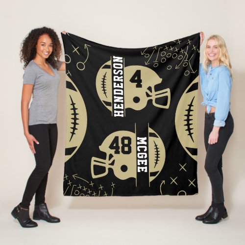 Black and Gold Football Game Day Fleece Blanket