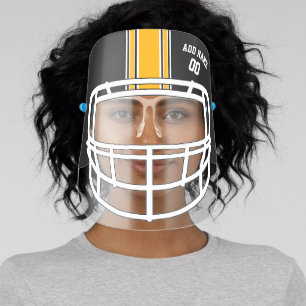 Black and Gold Football Helmet Custom Name Face Shield