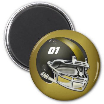 Black And Gold Football Helmet Magnet by tjssportsmania at Zazzle