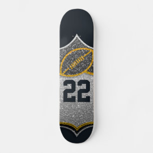 Black and Gold Football Personalized Jersey Number Skateboard