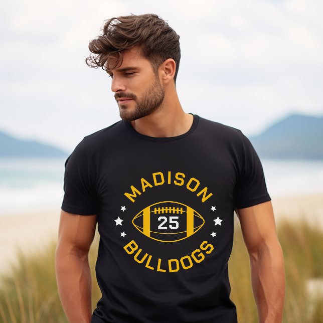 Black and Gold Football Player Jersey Number T-Shirt (Creator Uploaded)