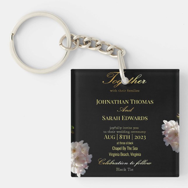 Black And Gold Formal Wedding Acrylic keychain (Front)