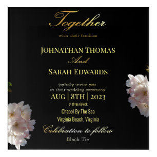 Black And Gold Formal Wedding Acrylic Wall Art