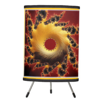 Black And Gold Fractal Made Of Yarn Tripod Lamp