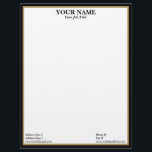 Black and Gold Frame Generic Adaptable Letterhead<br><div class="desc">An elegant black and gold frame is perfect for many professions,  from attorneys to financial planning and investments,  to beauty and style.  Very sharp and professional!</div>