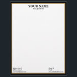Black and Gold Frame Generic Adaptable Letterhead<br><div class="desc">An elegant black and gold frame is perfect for many professions,  from attorneys to financial planning and investments,  to beauty and style.  Very sharp and professional!</div>