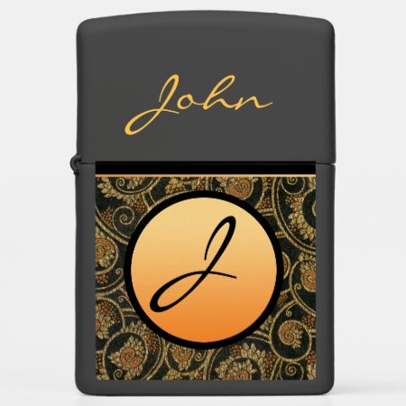 Black And Gold French Initial Zippo Lighter