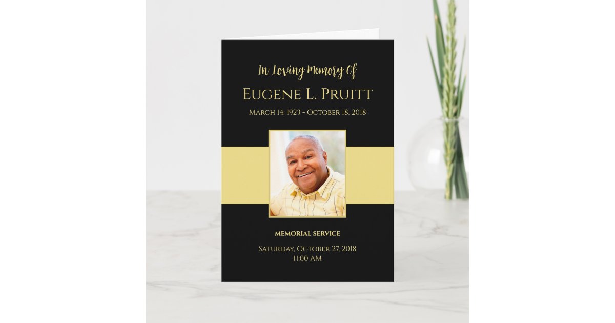 Black and Gold Funeral Memorial Program Zazzle
