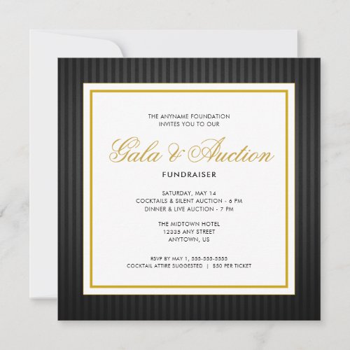 Black and Gold  Gala Auction and Fundraiser Invitation