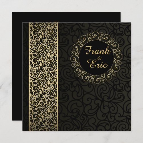 Black and Gold GayLesbian Wedding Invitation