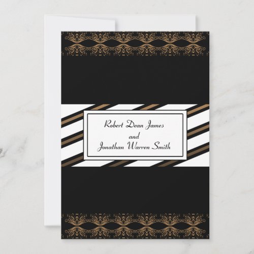 Black and Gold Gay Wedding Invitation