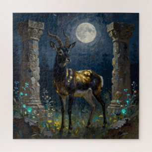 Black and Gold Gazelle   Wildlife Illustration Jigsaw Puzzle