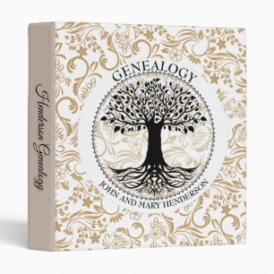 Black And Gold Genealogy Tree 3 Ring Binder