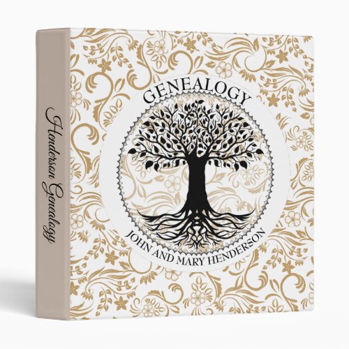 Black And Gold Genealogy Tree 3 Ring Binder