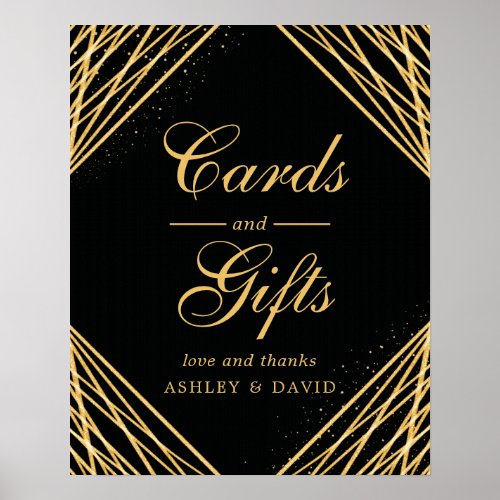 Black And Gold Geometric Abstract Cards  Gifts Poster