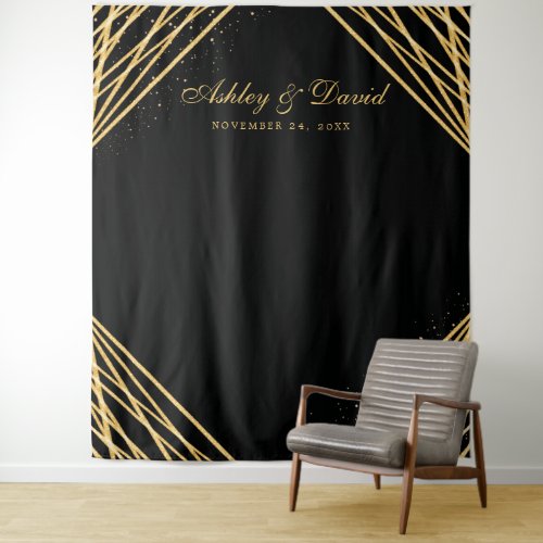 Black And Gold Geometric Abstract Photo Backdrop