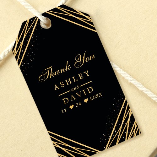 Wedding Favor Tags 6 Black And Gold Geometric Abstract Thank You Favor Gift Tags