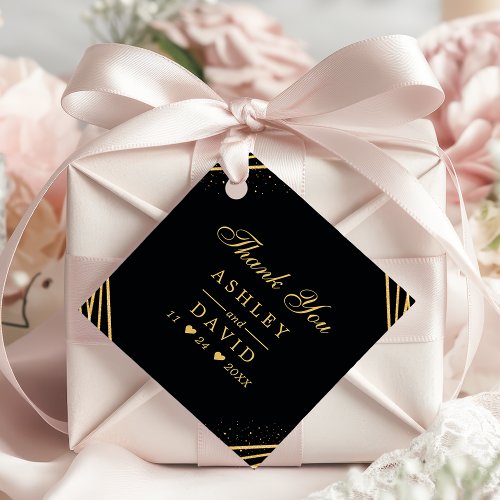 Wedding Favor Tags 7 Black And Gold Geometric Abstract Wedding Favor Tags
