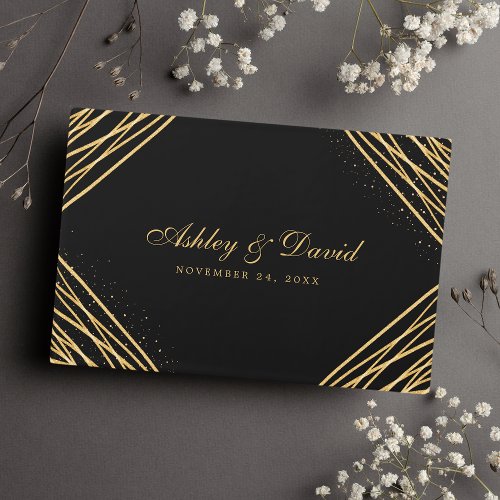 Black And Gold Geometric Abstract Wedding Guest Book