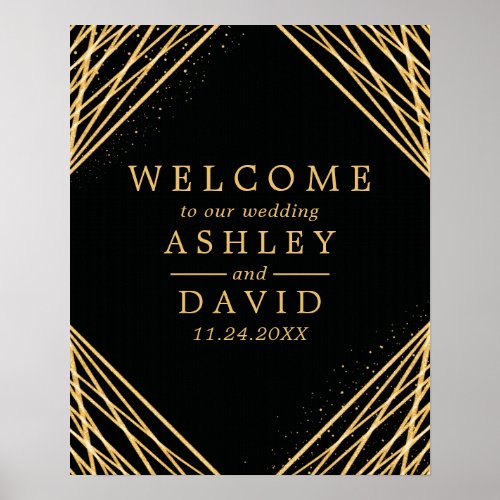 Black And Gold Geometric Abstract Wedding Welcome Poster