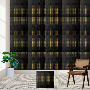  Black and Gold Geometric Hexagon Pattern Tile