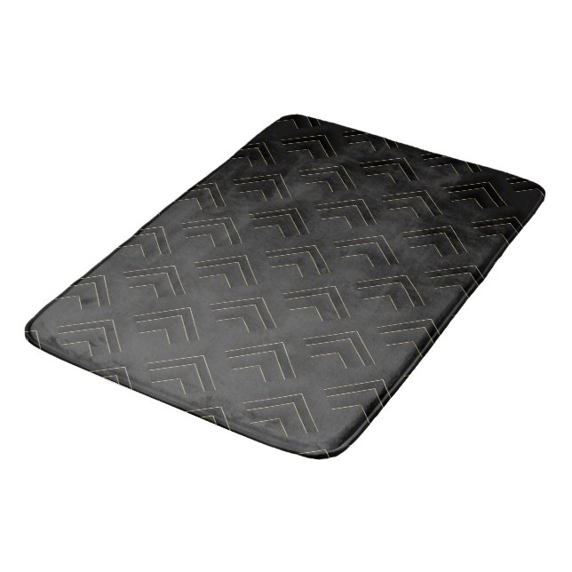 Black and Gold Geometric pattern Bath Mat (Angled)