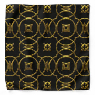 Black and Gold Geometric Pattern Shiny Elegant Bandana