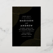 Black and Gold Geometric Swirls Wedding Foil Invitation (Standing Front)