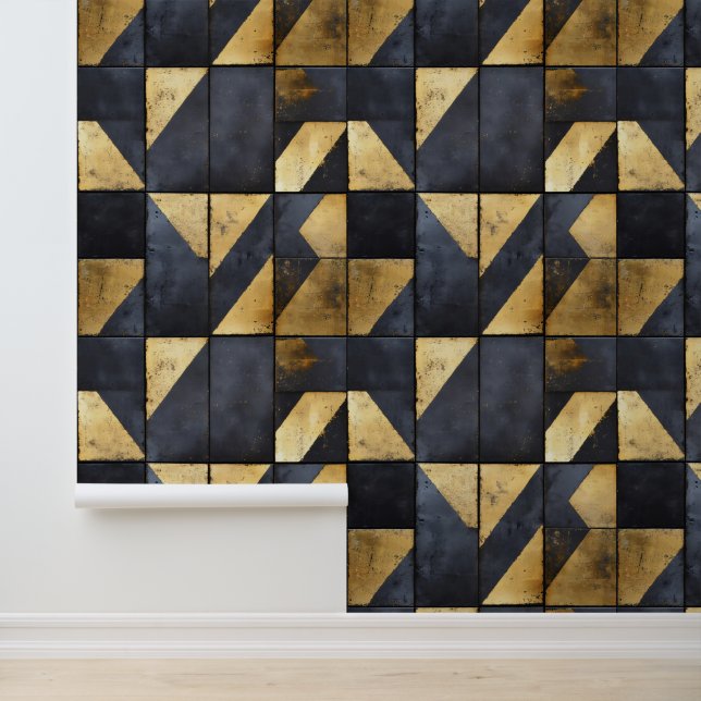 Black and Gold Geometrical Pattern Wallpaper (Application)