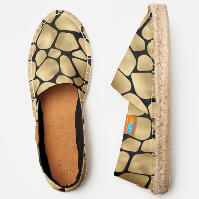 Black and Gold Giraffe Pattern Espadrilles (Side)