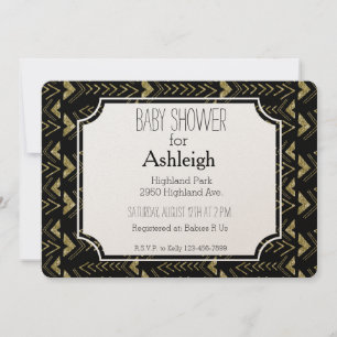 Black and Gold Glam Arrows baby shower Invitation