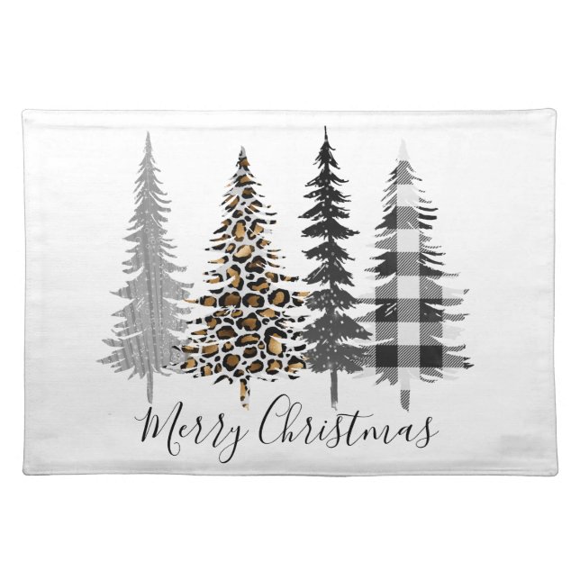 Black and Gold Glam Christmas Cloth Placemat (Front)