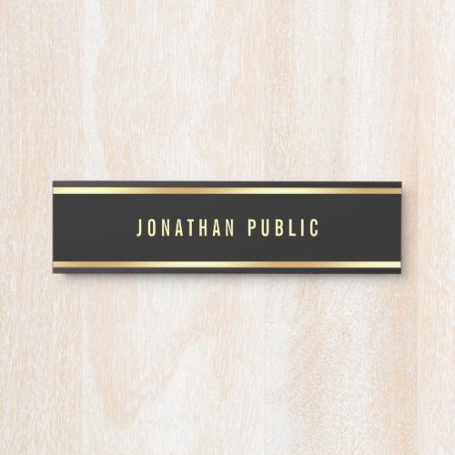 Black And Gold Glam Modern Simple Template Door Sign