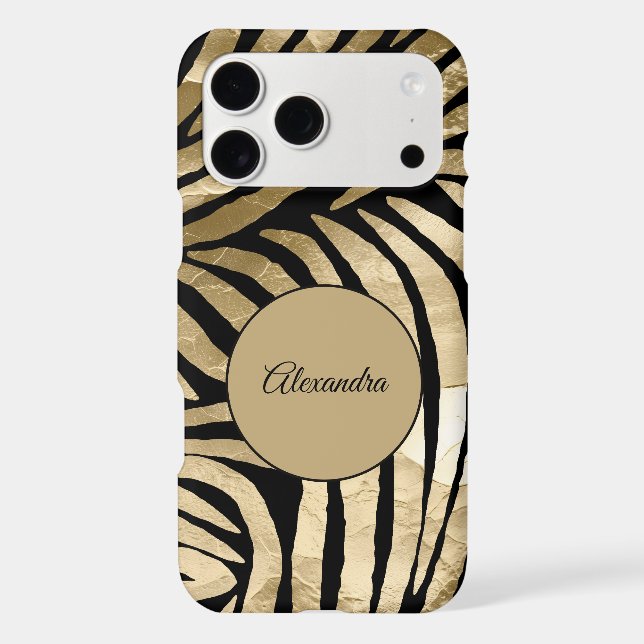 Black and Gold Glam Zebra Print Case-Mate iPhone Case (Back)