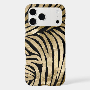 Black and Gold Glam Zebra Print iPhone 17 Pro Max Case