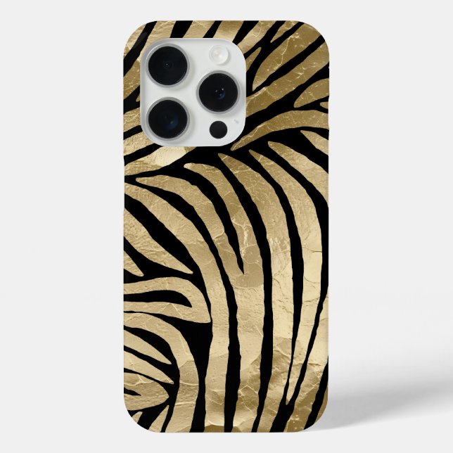 Black and Gold Glam Zebra Print Case-Mate iPhone Case (Back)