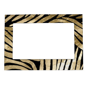 Black and Gold Glam Zebra Print Magnetic Frame
