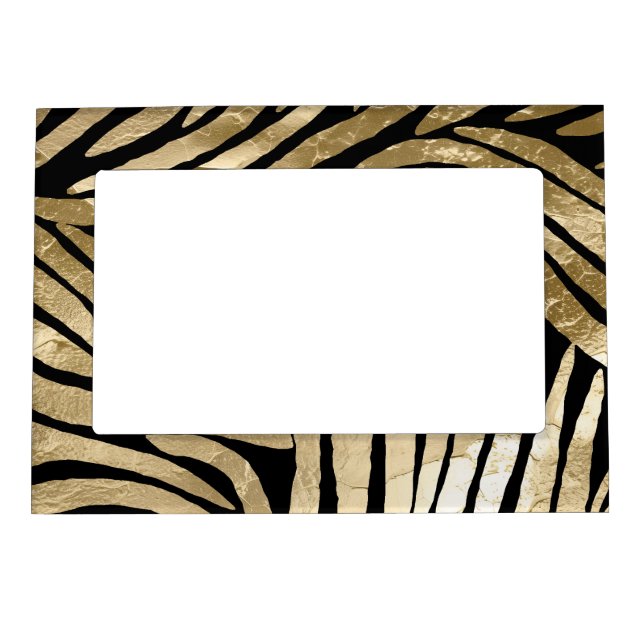 Black and Gold Glam Zebra Print Magnetic Frame (Front)