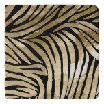 Black and Gold Glam Zebra Print Trivet