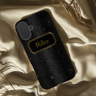 Black and Gold glamorous art deco iPhone 16 Plus Case