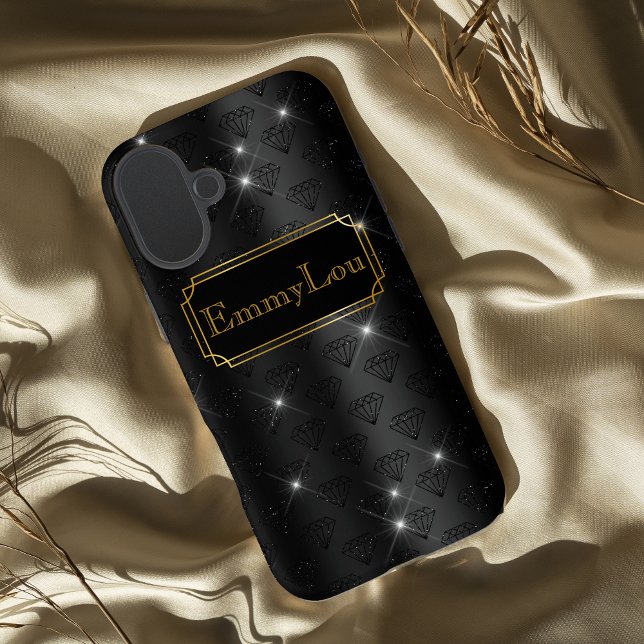 Black and Gold glamorous art deco diamonds Case-Mate iPhone Case (Creator Uploaded)