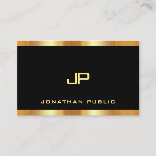 Black And Gold Glamorous Modern Monogram Template Business Card