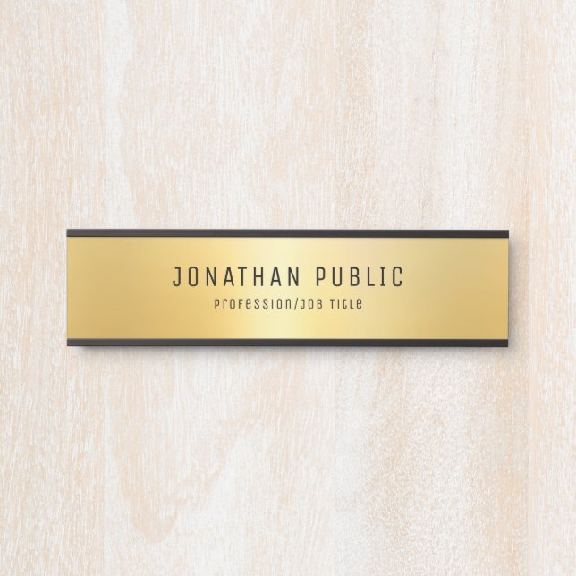 Black And Gold Glamorous Modern Template Door Sign (Front)
