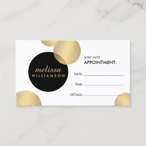Black and Gold Glamour and Beauty Appointment Card