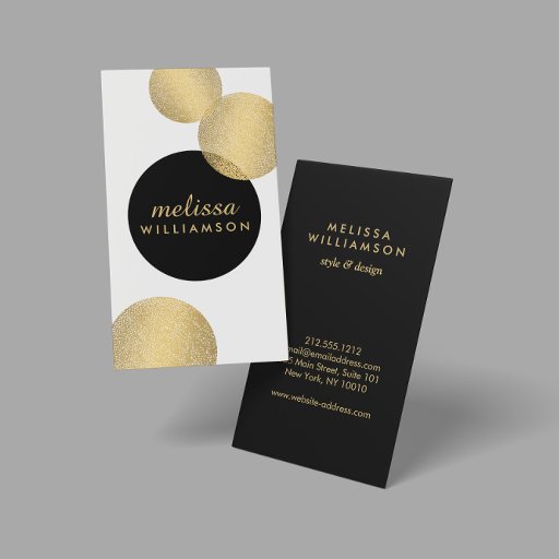 Customizable Black and Gold Glamour and Beauty Business Card